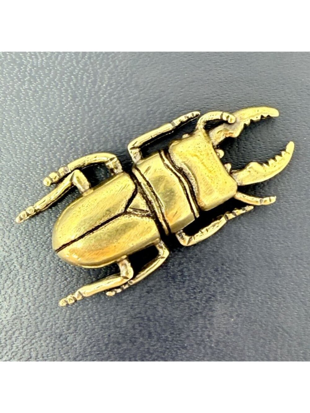 Brass Beetle Miniature Protection Totem Altar Decor Spirit Animal 70s Style - Picture 2 of 6